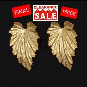 Large Leaf Gold Tone Earrings